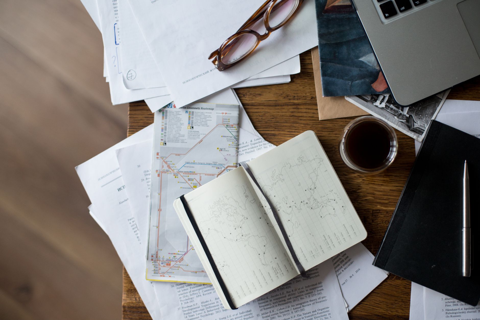 Custom travel planning map and coffee